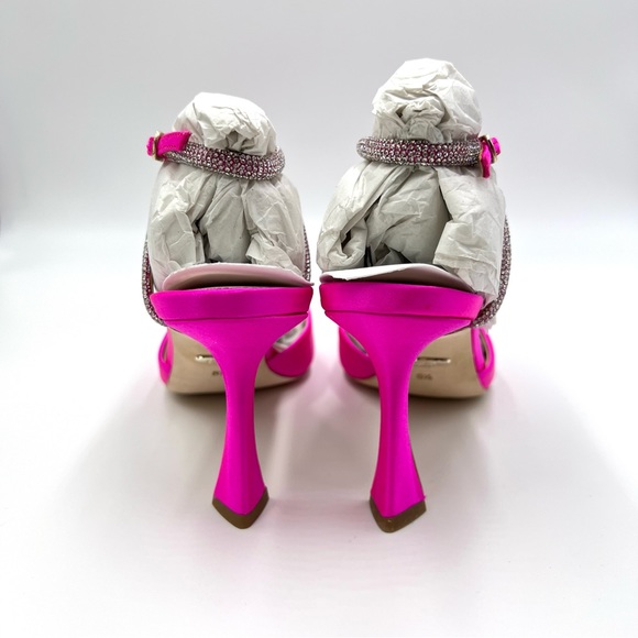 Badgley Mischka Size 5.5 Kamilah Hot Pink Jeweled Point Toe Heels Pumps Shoes - Picture 9 of 14